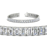 17 Ct Emerald Cut Tennis Bracelet Basket Set